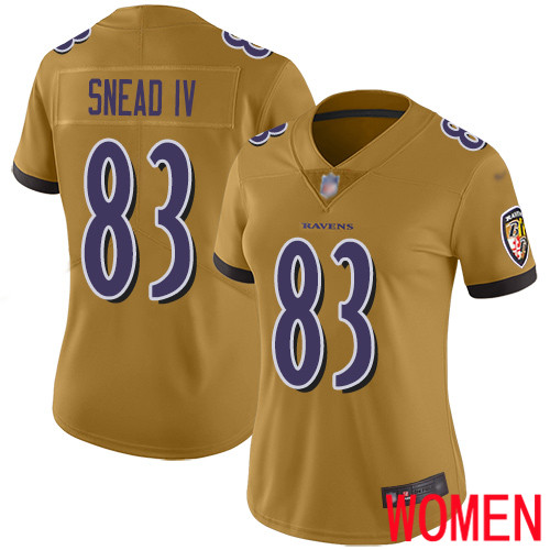 Baltimore Ravens Limited Gold Women Willie Snead IV Jersey NFL Football #83 Inverted Legend->youth nfl jersey->Youth Jersey